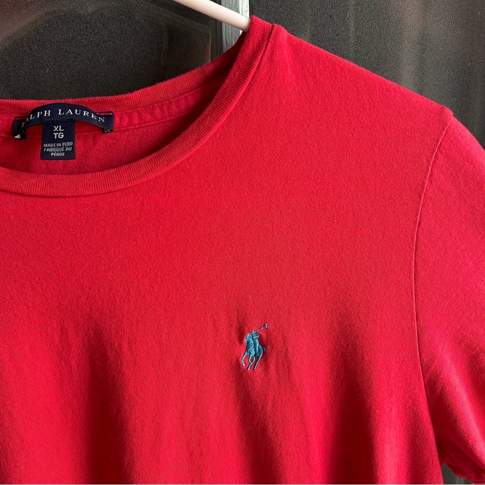 Polo Ralph Lauren Jersey Crewneck Classic Fit Tee Shirt Short Sleeve Red Boys XL - Picture 5 of 10